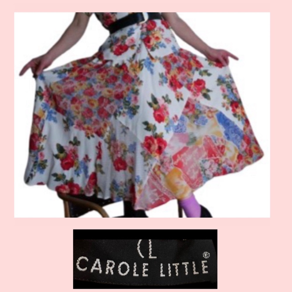 Vintage 80s Carole Little floral boho cottagecore skirt L